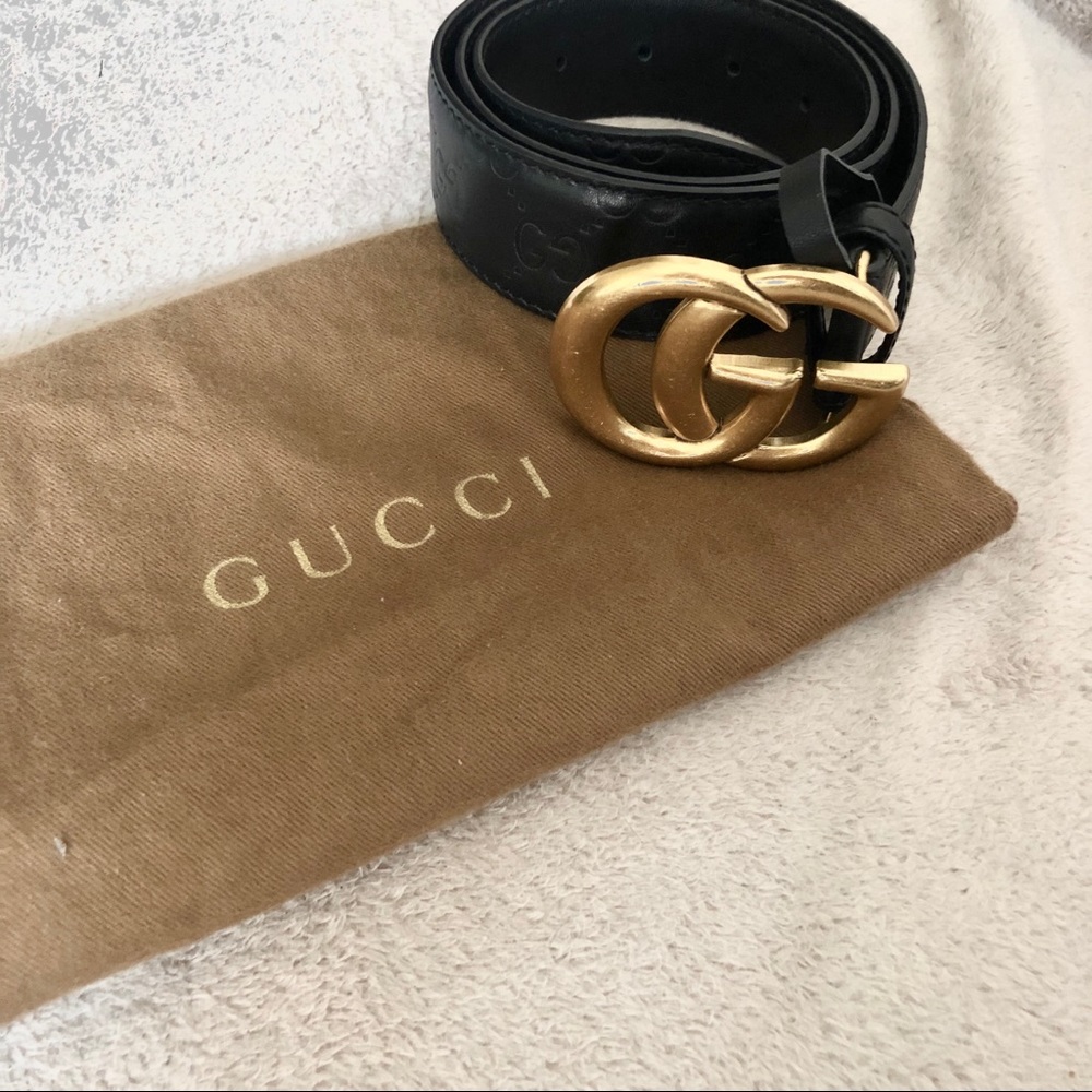 Gucci Leather Embossed GG Belt